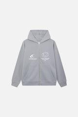 Double Logo Grey Zipped Hoodie